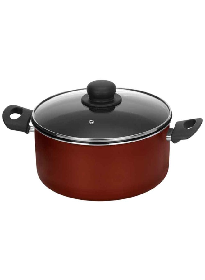 كسرولة ألومنيوم بغطاء أحمر وأسود 24 سم 16011305